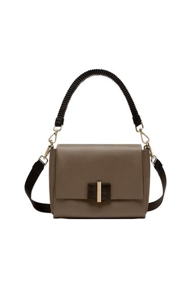LEATHER CROSSBODY BAG WITH PLEATED STRAP DETAIL