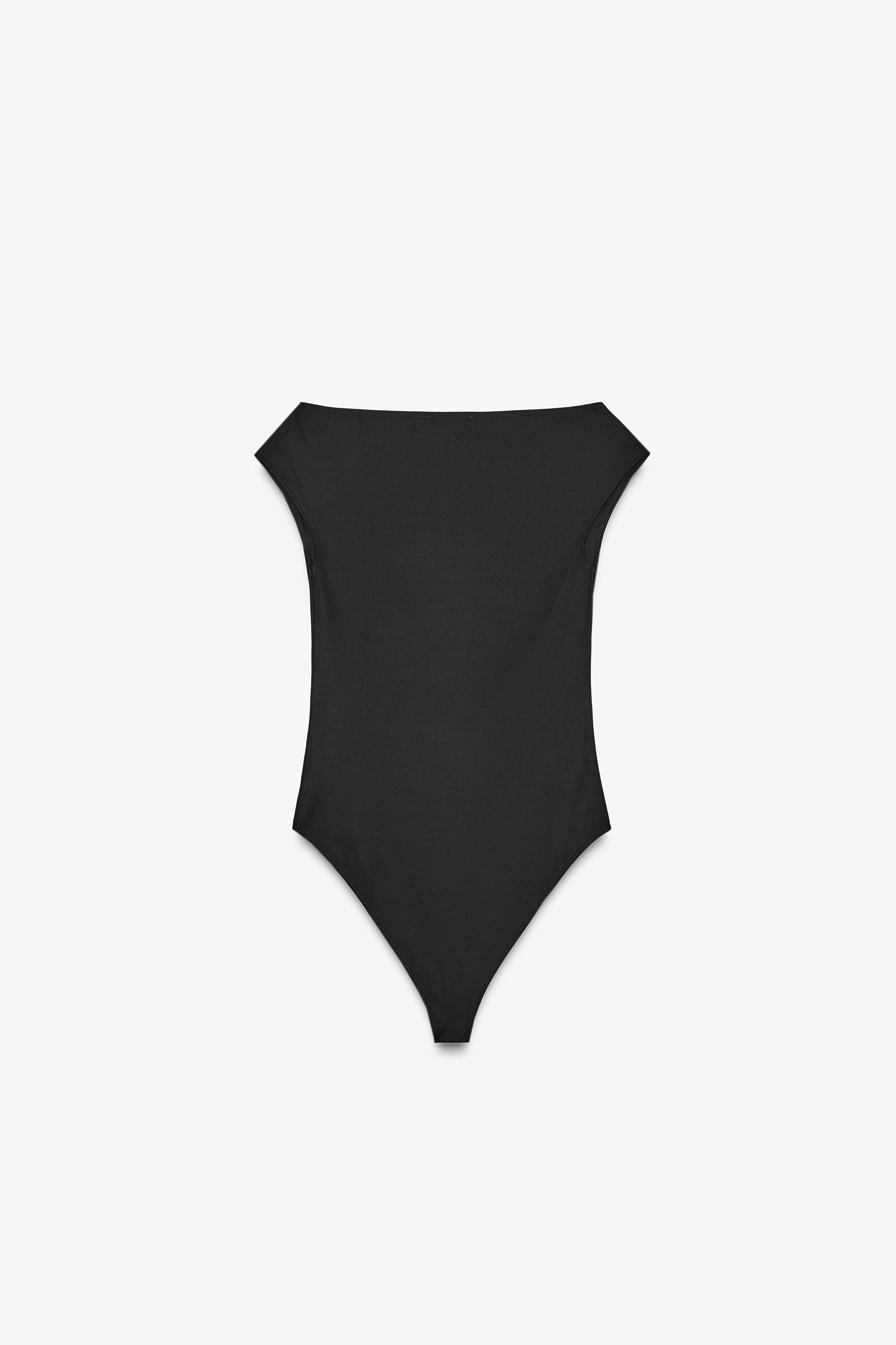 ZARA ポリアミドバンドゥボディスーツ 1026/165 POLYAMIDE BANDEAU BODYSUIT - Black | ZARA United States