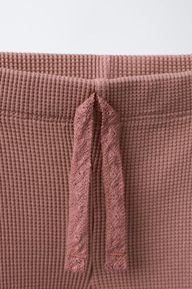 SWEATSHIRT AND WAFFLE LEGGINGS SET WITH BOWS - Dark pink by Zara - Image 4