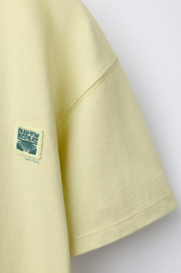 PLAIN T-SHIRT WITH PATCH APPLIQUÉ - Lime by Zara - Image 2