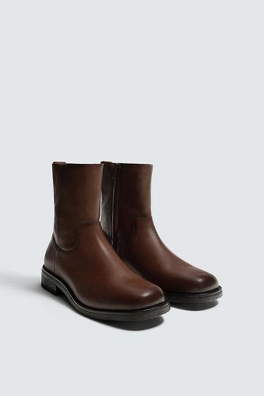 LEATHER LIMITED EDITION BOOTS - Brown by Zara