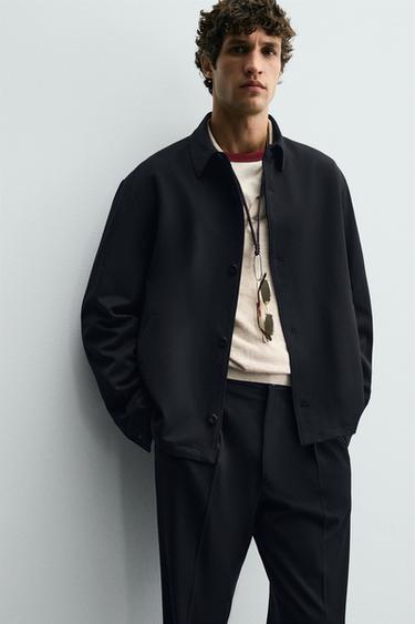 REGULAR FIT OVERSHIRT - Navy blue by Zara - Image 5