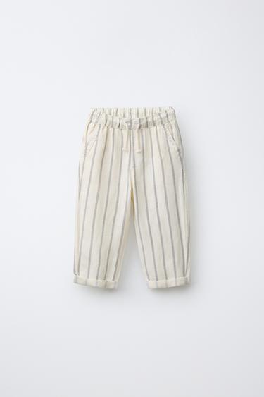 PANTALON FLUIDE AVEC LIN - Rayures de Zara - Image 0