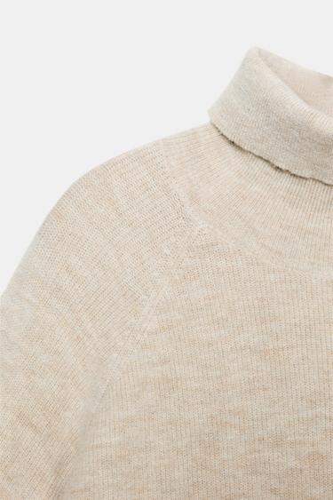 ROBE EN MAILLE MANCHES CHAUVE-SOURIS - Sable / Chiné de Zara - Image 6