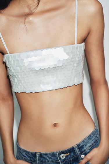 TOP COURT PAILLETTES - Bleu / Gris de Zara - Image 1