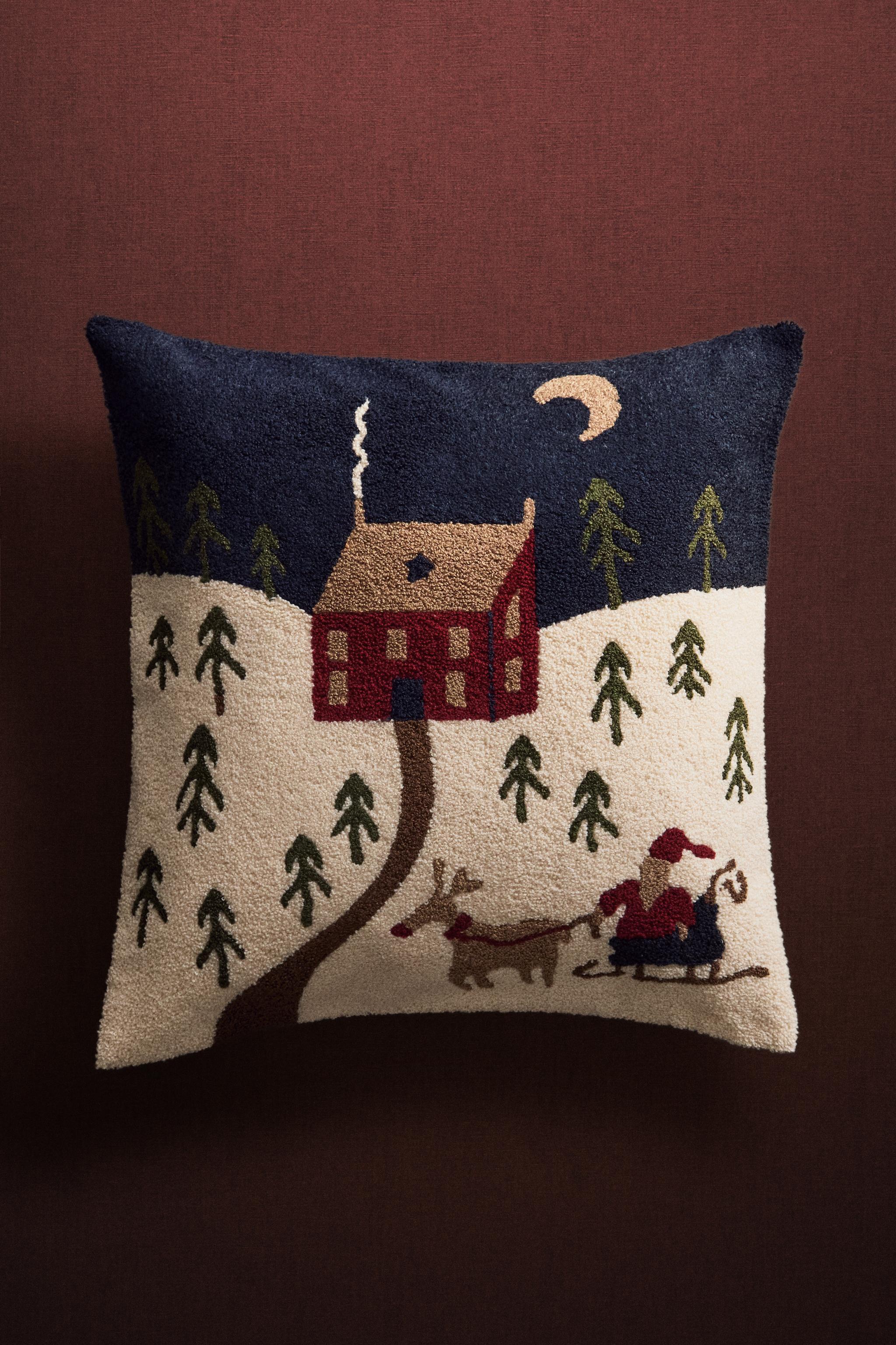 SNOWY HOUSE CHRISTMAS THROW PILLOW COVER