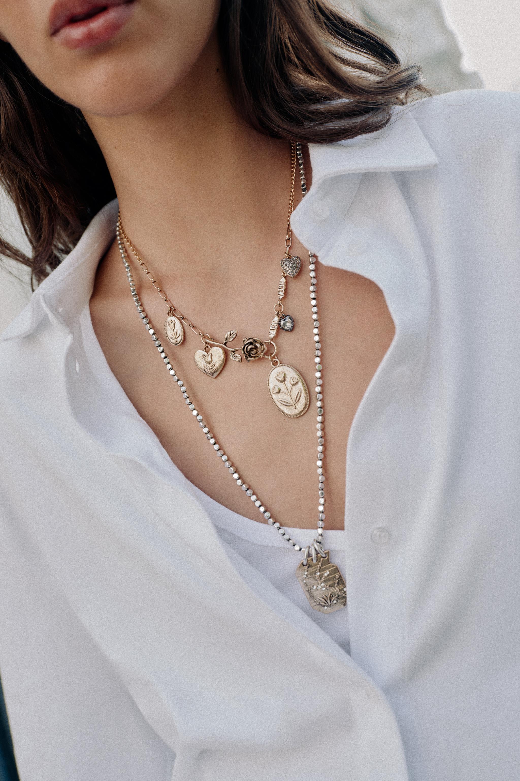 PACK OF 2 MIXED CHARM AND MEDALLION NECKLACES — Gold / Silver
