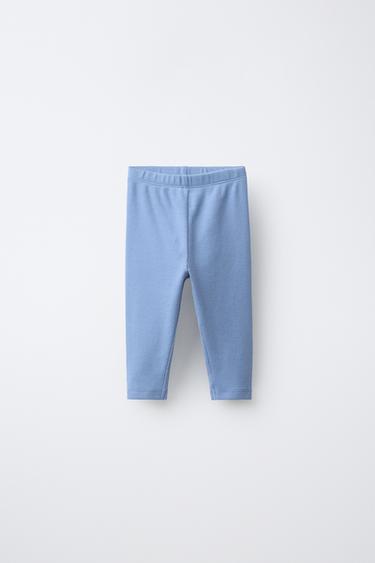 PACK OF TWO PLAIN RIBBED LEGGINGS - Blue by Zara - Image 1