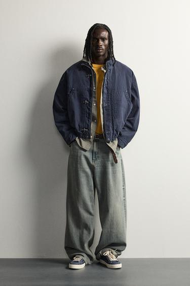RELAXED FIT JACKET WITH METAL FIREMAN CLASPS - Navy blue by Zara - Image 0