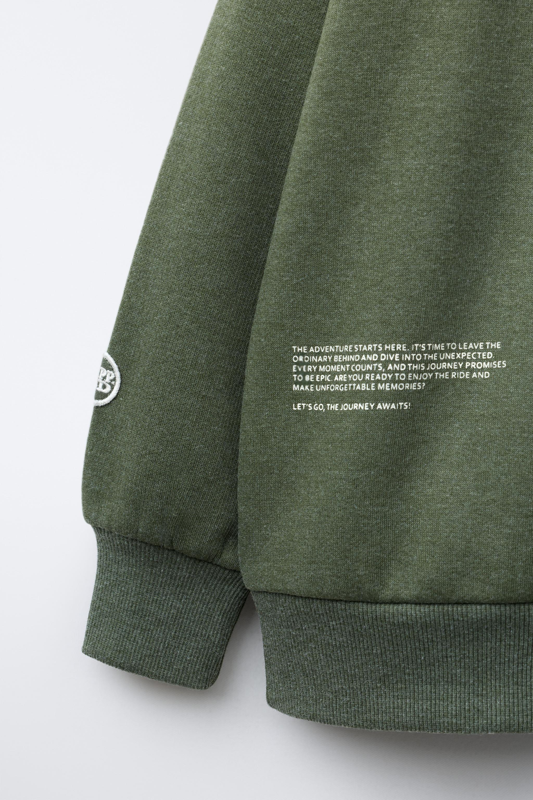 PLUSH SWEATSHIRT AND PANTS SET WITH TEXT PRINT