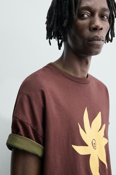 SLOGAN PRINT T-SHIRT - Chocolate by Zara - Image 4