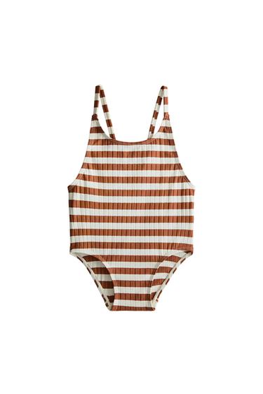 BAÑADOR PLAYA INFANTIL RAYAS - Teja de Zara