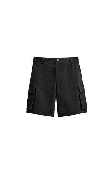 Zara RELAXED FIT CARGO SHORTS LIMITED EDITION - Navy blue