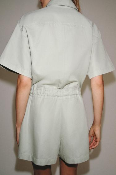 ZW COLLECTION BELTED SHIRT JUMPSUIT - Light mint green by Zara - Image 2