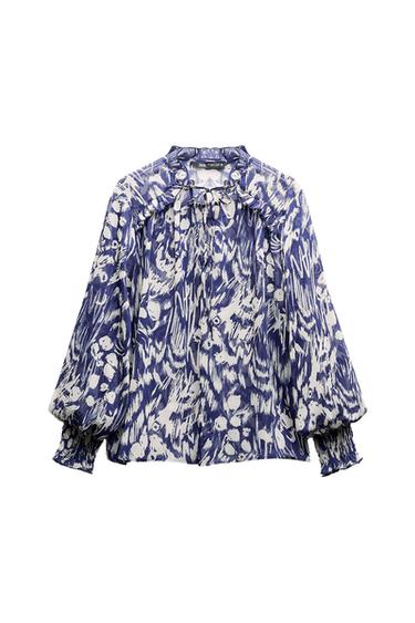 PRINTED BLOUSE WITH RUFFLES