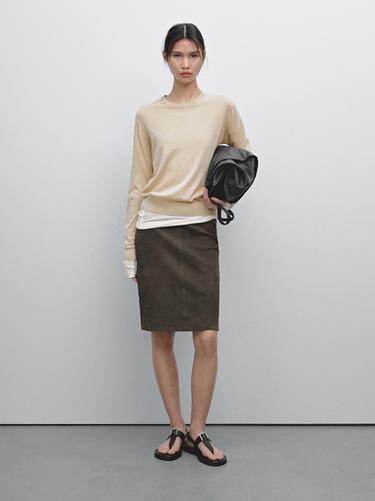 Jersey punto mezcla algodón - KAKI OSCURO de Zara - Imagen 0
