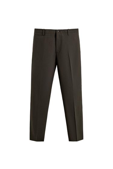 PANTALÓN CHINO 100% LANA ORIGINS - Marrón oscuro de Zara