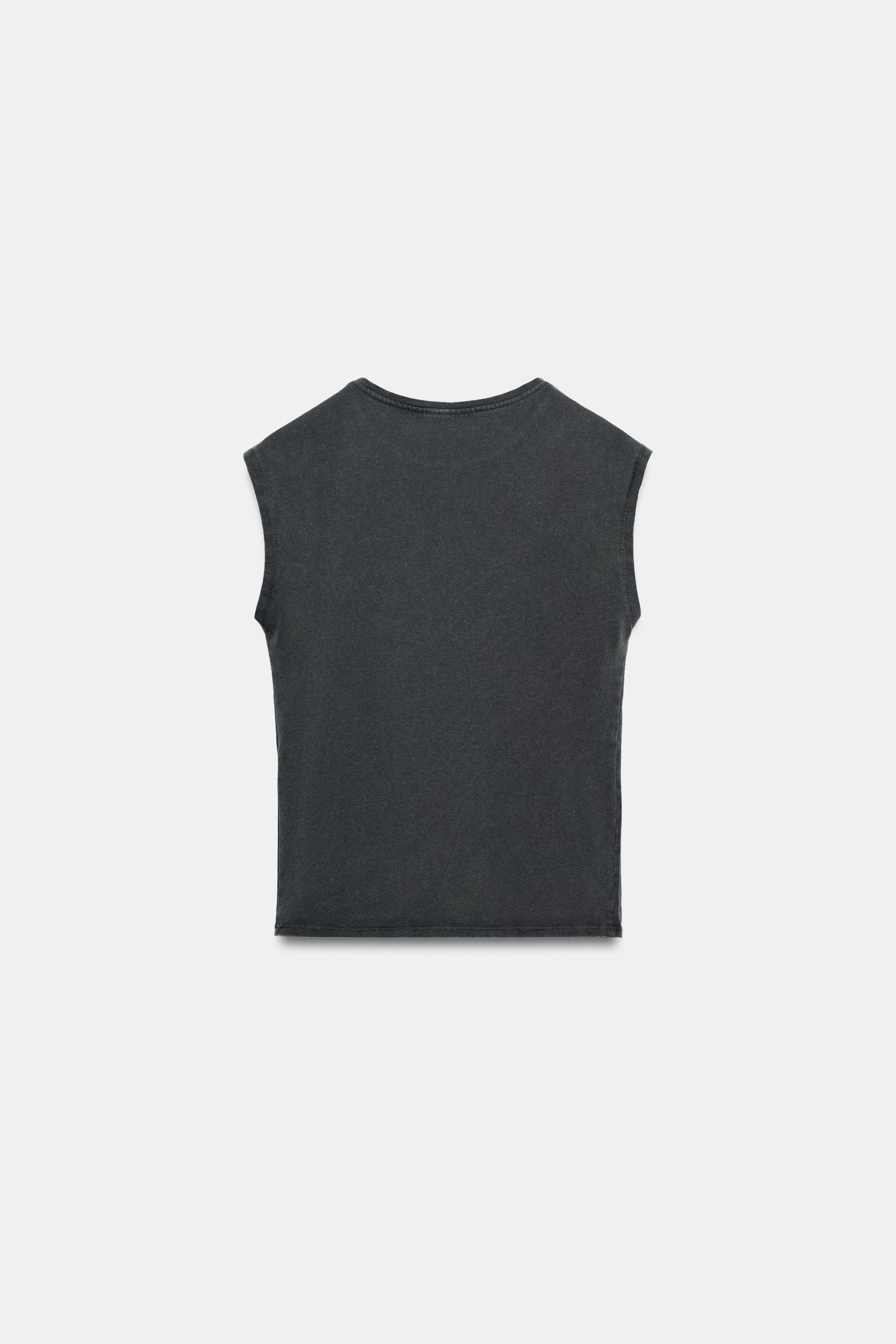 Zara WASHED EFFECT JEWEL T-SHIRT — фото 7