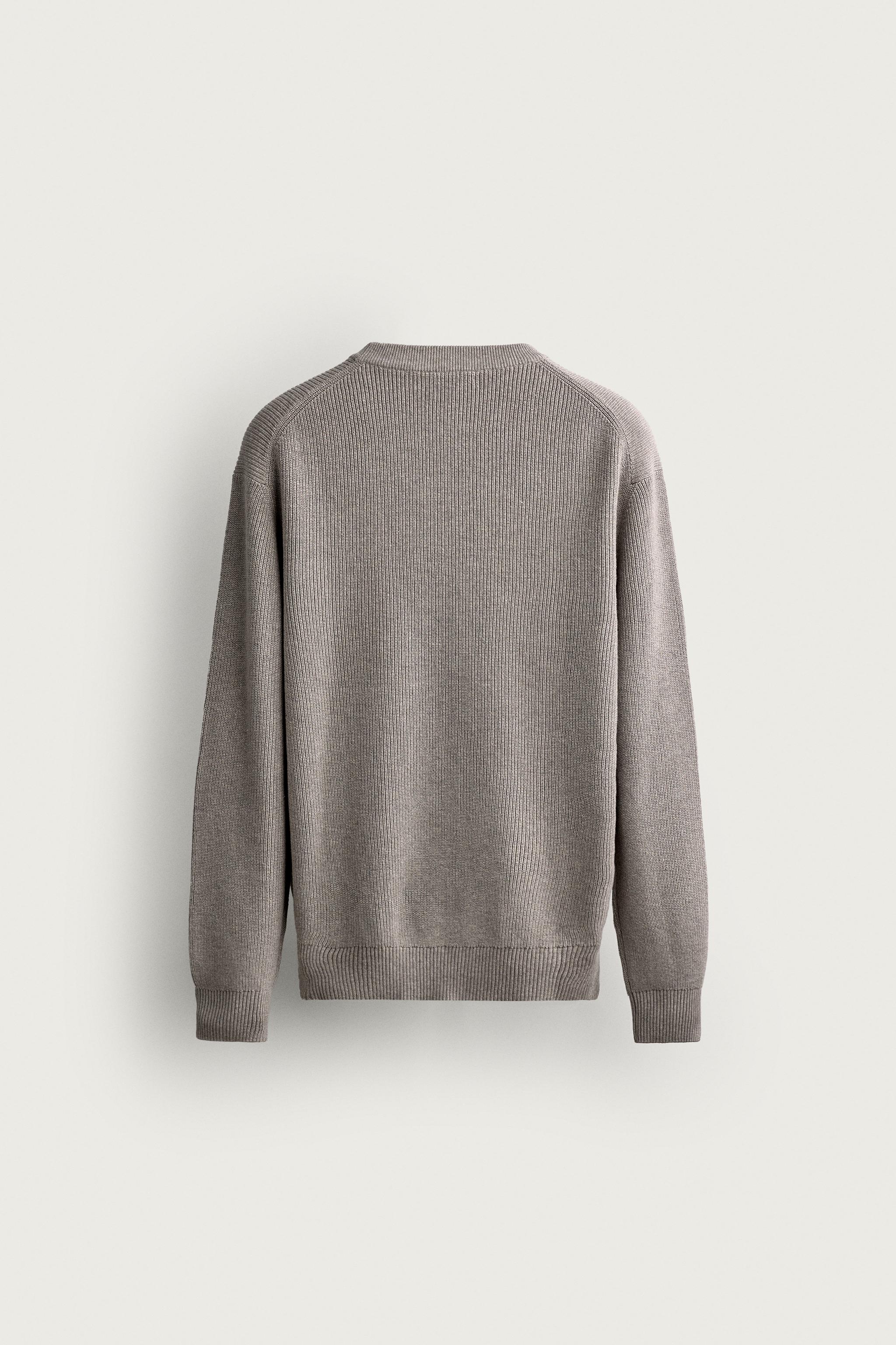 REGULAR FIT PURL KNIT JUMPER — Gray marl