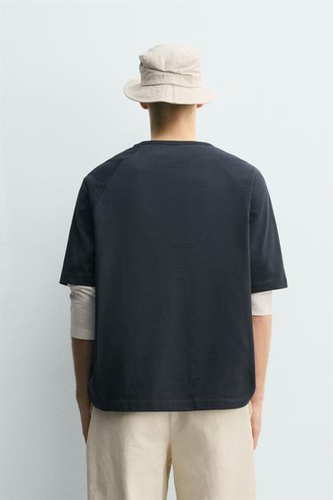 RELAXED FIT T-SHIRT WITH RIVET POCKET - Blue by Zara - Image 2