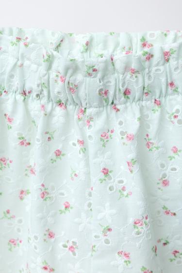 FLORAL PRINT SWISS EMBROIDERED CULOTTES - Sea green by Zara - Image 2