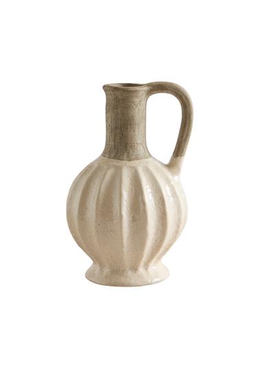 JARRA DECORATIVA CERÁMICA RÚSTICA - Beige de Zara
