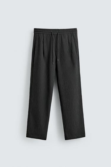 RELAXED FIT RAISED FABRIC TROUSERS - Dark grey by Zara
