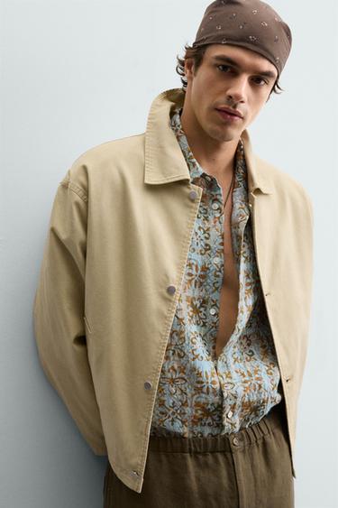 BLOUSON RELAXED FIT DOUBLURE CONTRASTANTE - Marron clair de Zara - Image 4
