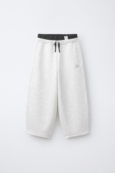 PANTALONI BARREL SPORTY CON DOPPIA VITA ELASTICIZZATA - Grigio mélange di Zara