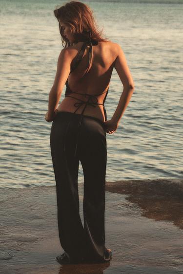 SATIN TROUSERS WITH DRAWSTRINGS - Black by Zara - Image 3