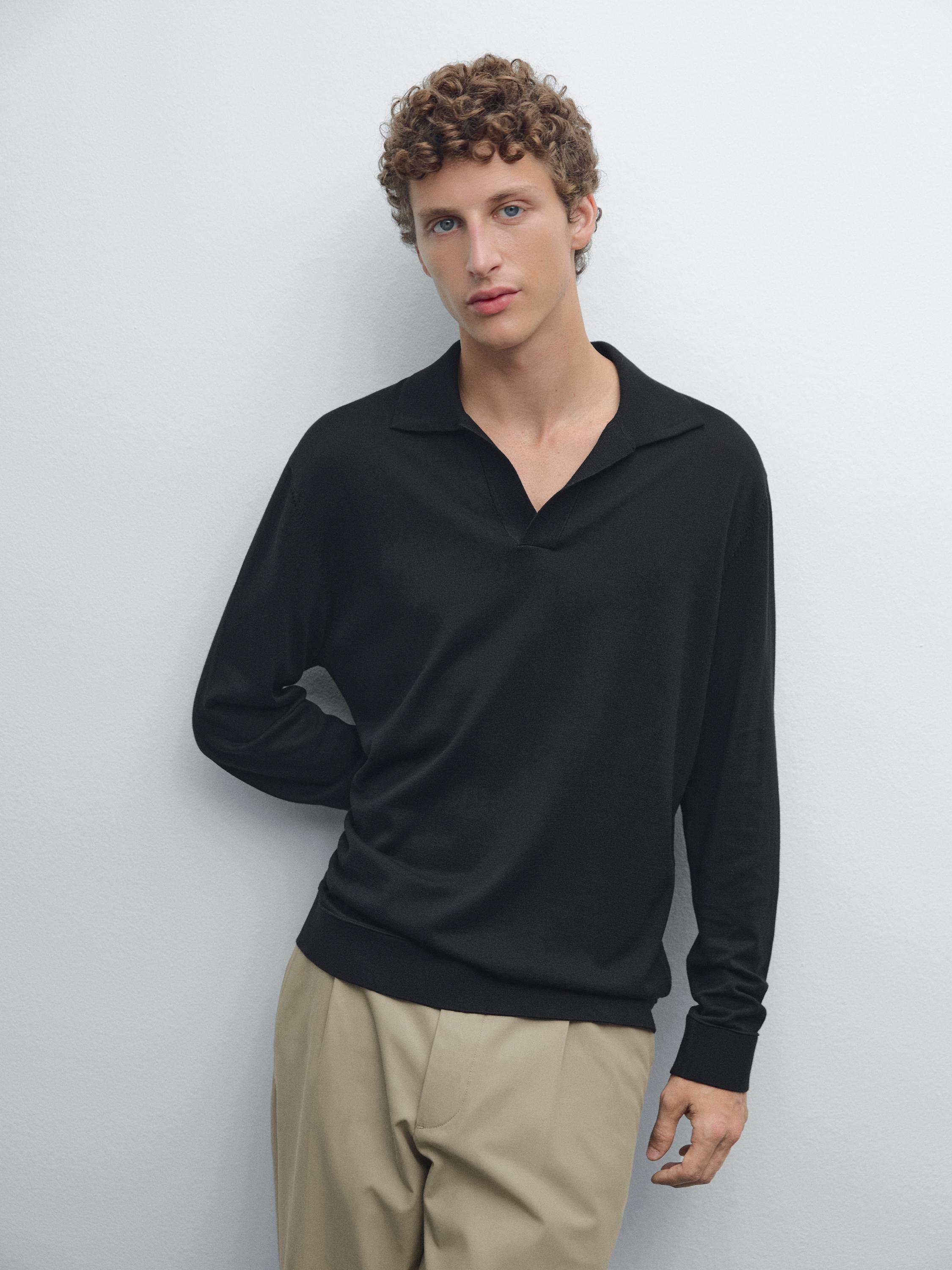 Pull polo en maille à col V