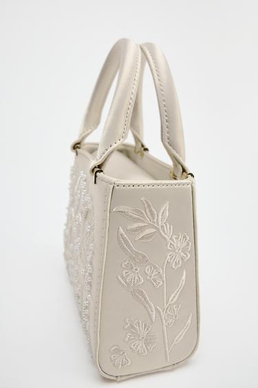 SATIN-EFFECT PEARL HANDBAG - Ecru by Zara - Image 3