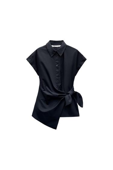 ZW COLLECTION POPLIN SHIRT WITH KNOT DETAIL