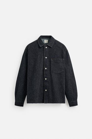 BRUSHED TEXTURE DENIM SHIRT - Blue by Zara - Image 0