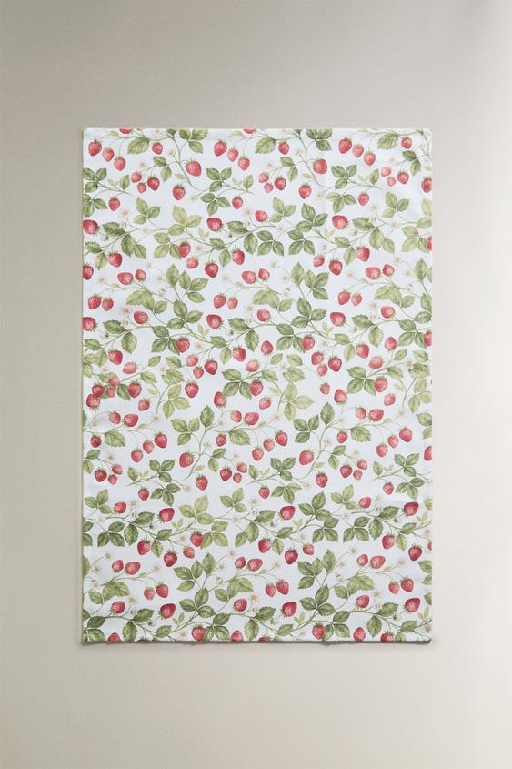 LOT TORCHONS CUISINE FLEURS (LOT DE 2) - Blanc / Rouge de Zara - Image 1