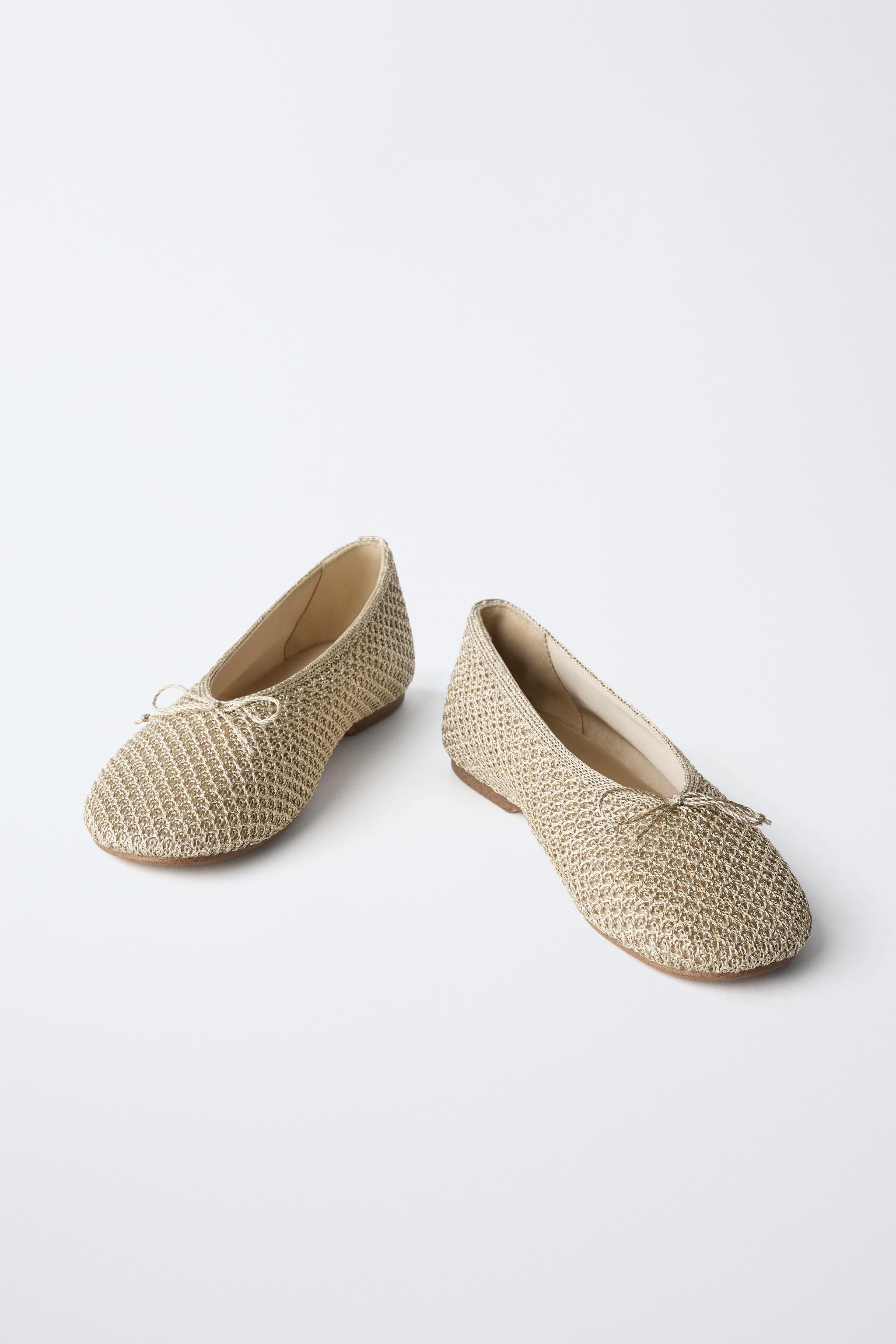 METALLIC CROCHET BALLET FLATS