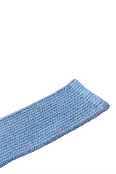 SOLID RIBBED MID-LENGTH SOCKS — Blue 2