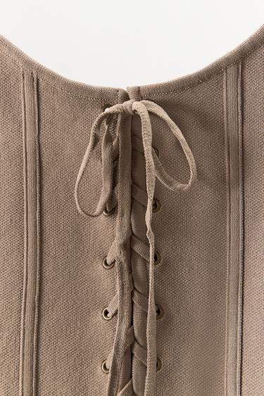 CORSET EN MAILLE À LACETS - Marron / Taupe de Zara - Image 6