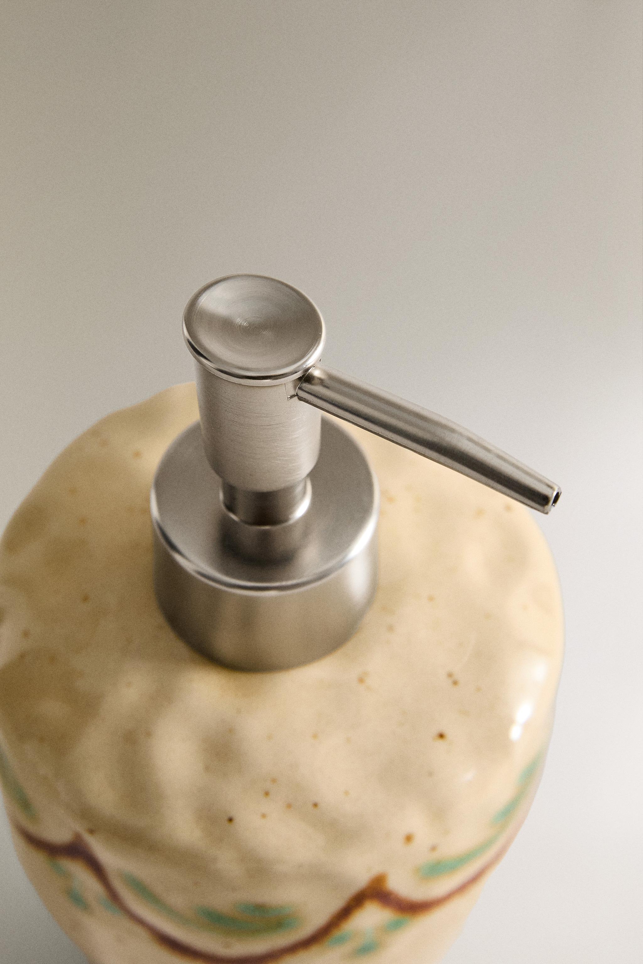 PAINTED CERAMIC SOAP DISPENSER