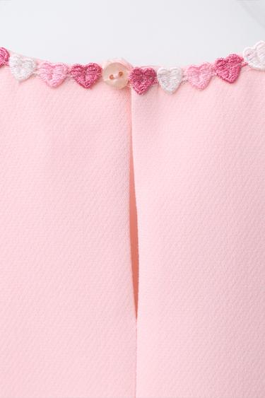 TOP À FLEURS BRODÉES - Rose clair de Zara - Image 3