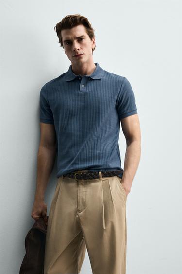 POLO REGULAR FIT CANNELÉ - Bleu marine de Zara - Image 4