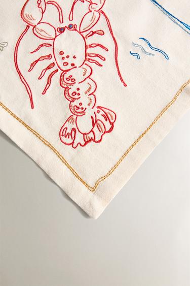 SET DE TABLE BRODERIE LANGOUSTE - Bleu de Zara - Image 2