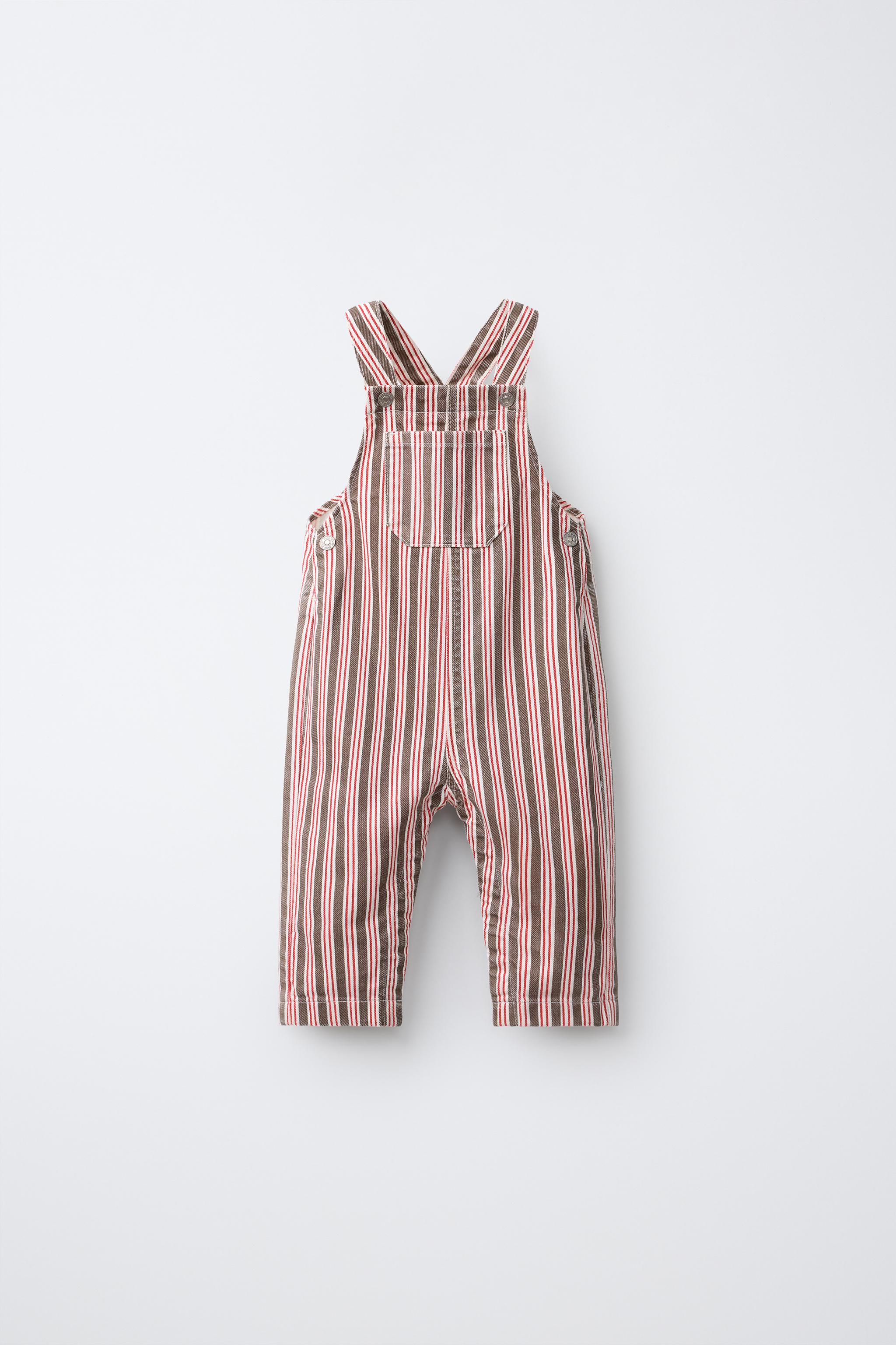 Детские комбинезоны Zara STRIPED TWILL OVERALLS — фото 2