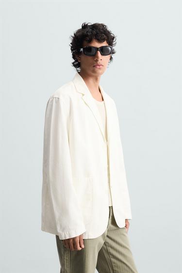 COTTON RELAXED FIT BLAZER - Oyster-white by Zara