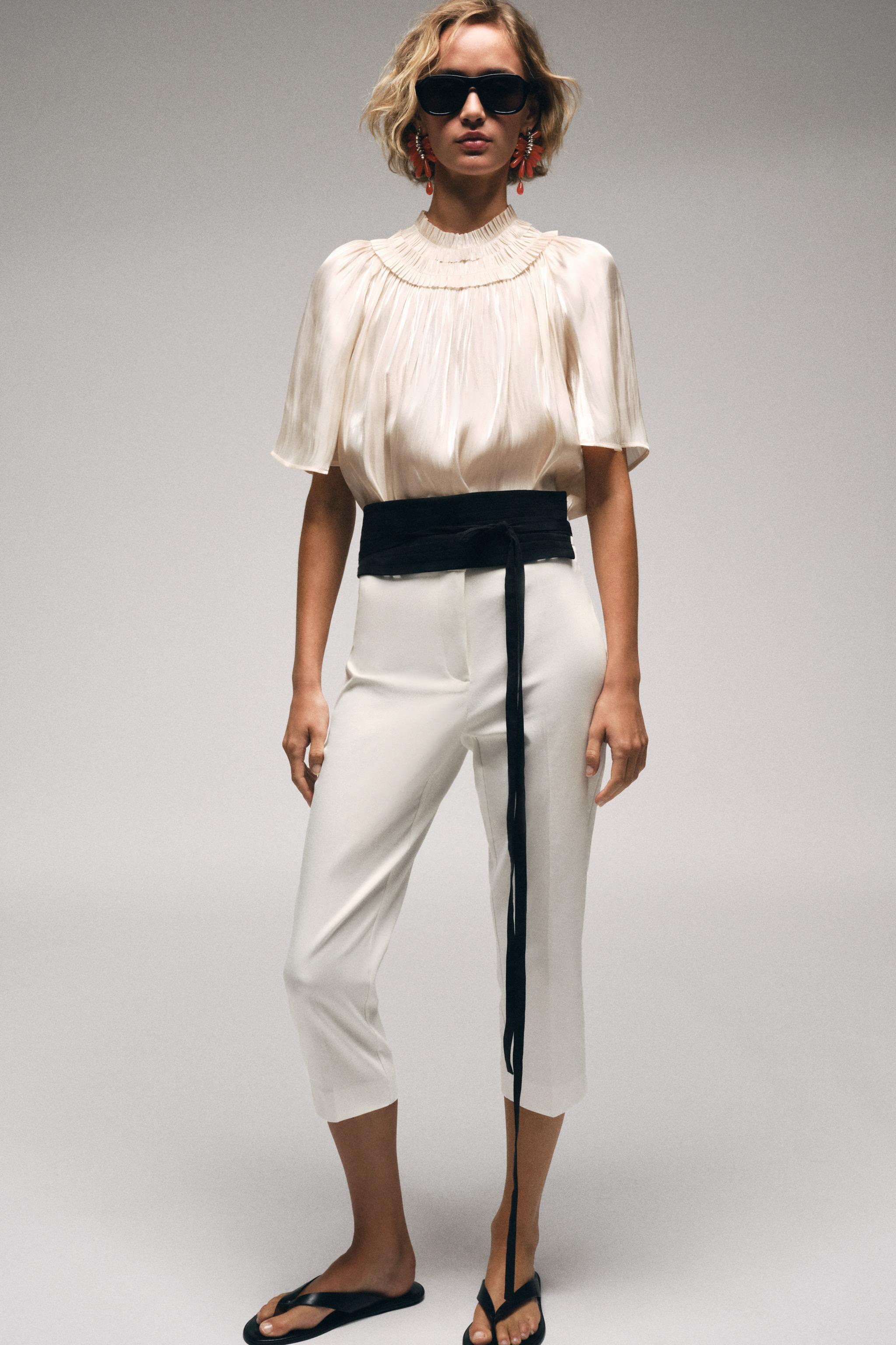 SHIMMER-EFFECT BLOUSE — Vanilla