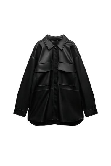 FAUX LEATHER OVERSHIRT
