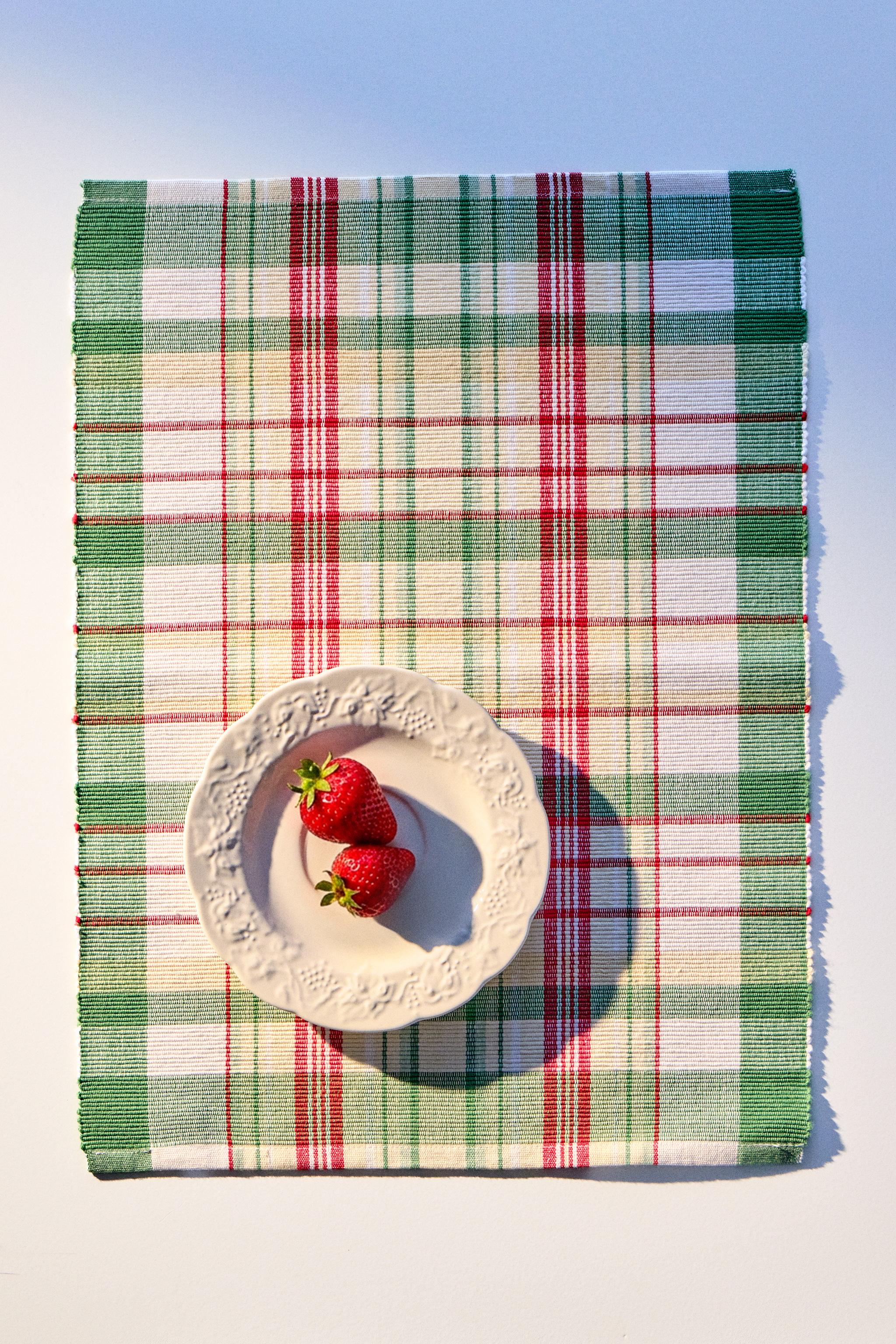 COLORED CHECK PLACEMAT (PACK OF 2) — Green