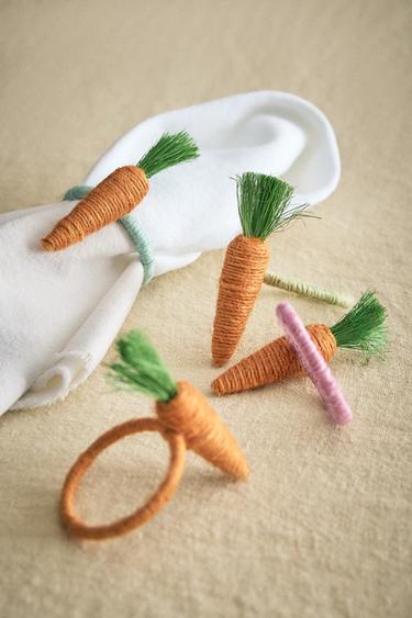 PACK OF JUTE CARROT NAPKIN RINGS (PACK OF 4) - Orange by Zara