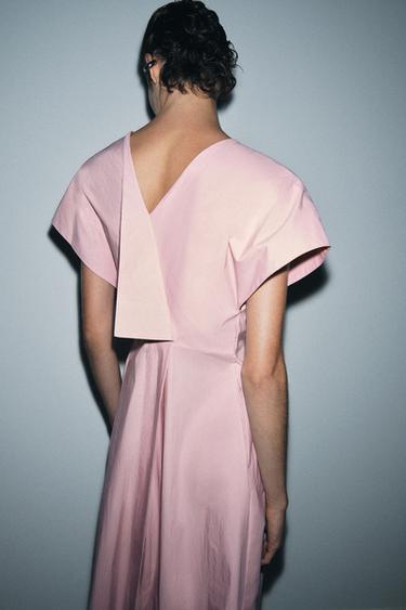 ROBE POPELINE PLIS ZW COLLECTION - Rose de Zara - Image 3