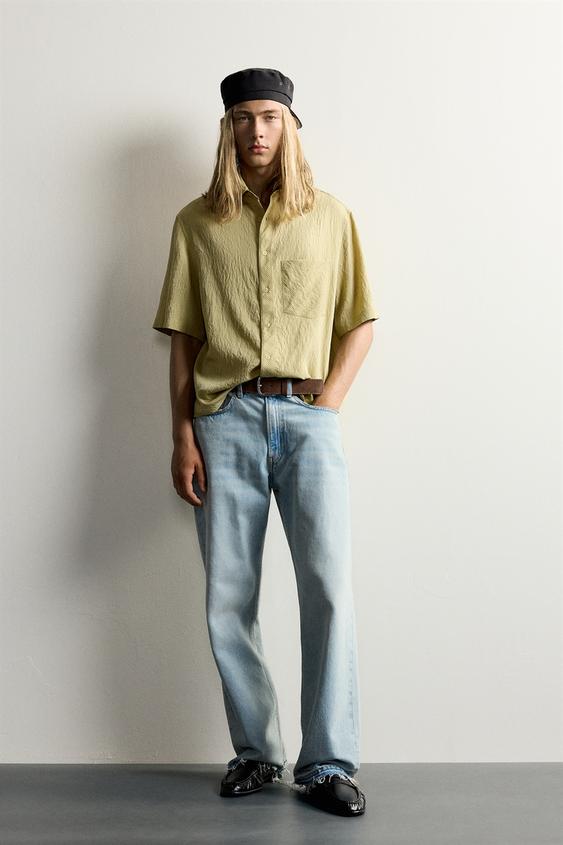 قميص جاكار مقلم بقصة واسعة - أصفر الخاص بـ Zara - صورة 0